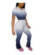 Ombré Draw String Crop Top And Pants Set XD21