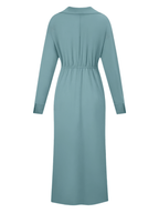One Button Tie Over Blouse Maxi Slit Dress XD21