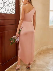 One Shoulder Dress Satin Bodycon Dress XD21