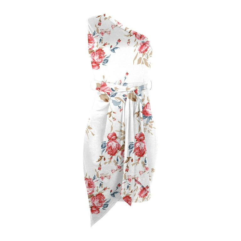 One Shoulder Floral Print Mini Dress XD21