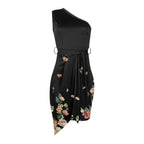 One Shoulder Floral Print Mini Dress XD21