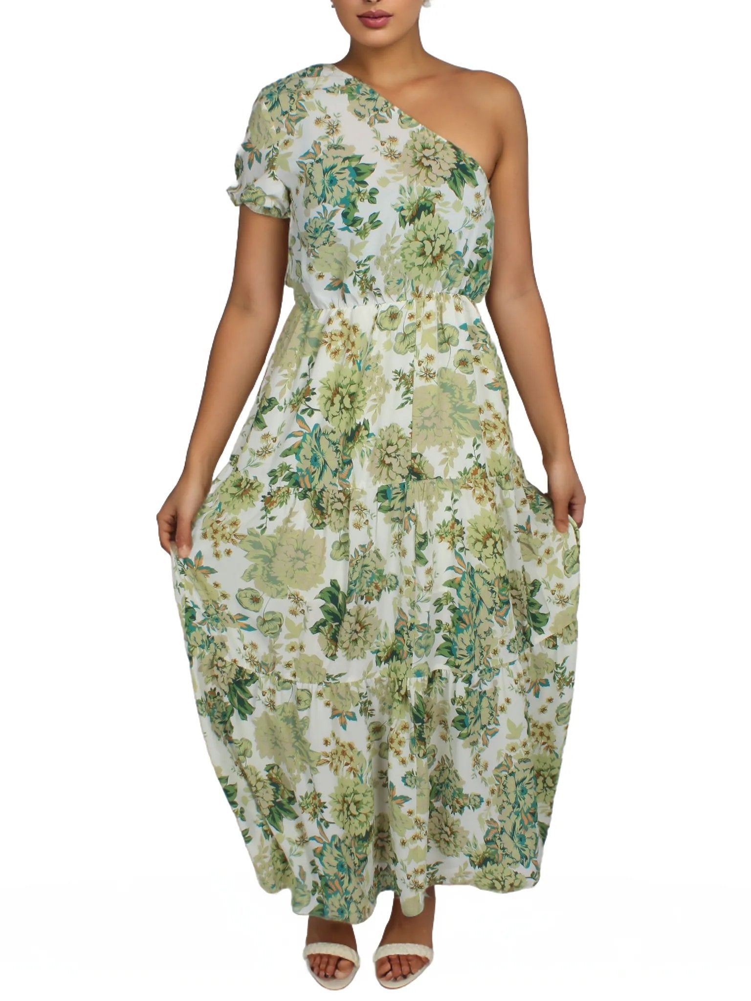 One Shoulder Maxi Floral Dress XD21