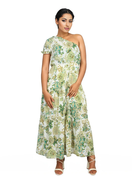 One Shoulder Maxi Floral Dress XD21