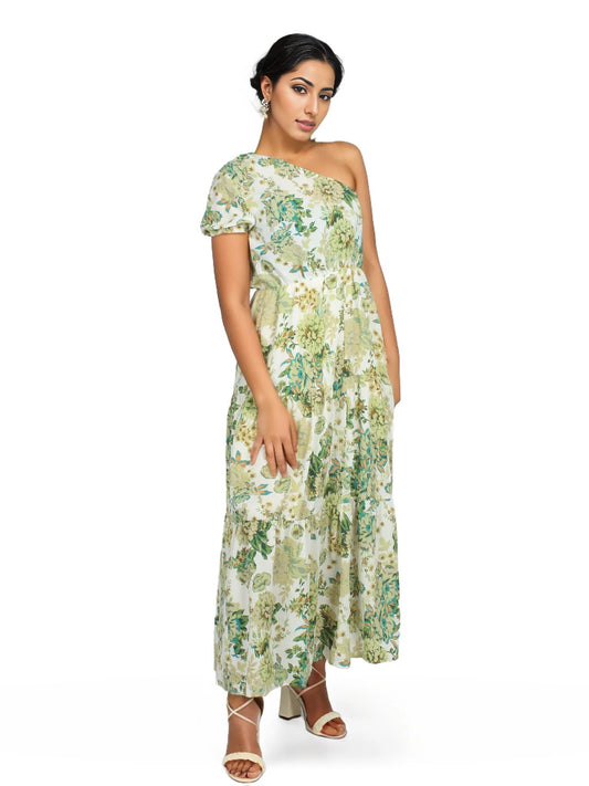 One Shoulder Maxi Floral Dress XD21