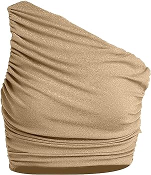 One Shoulder Ribbed Knitted Ruched Crop Top XD21
