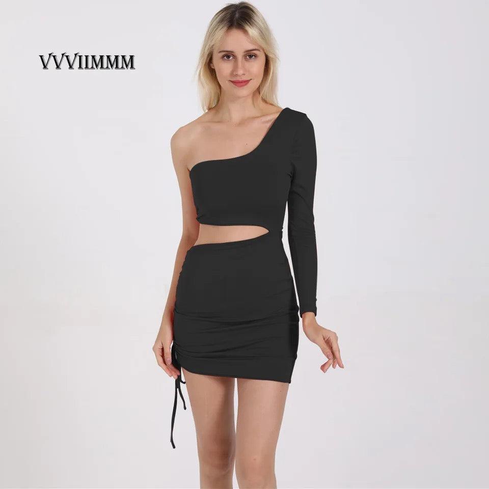 One sleeve Bodycon ruched dress - XD21