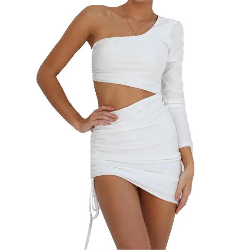 One sleeve Bodycon ruched dress - XD21