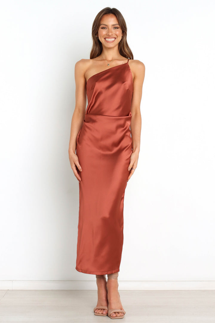 One shoulder strap satin dress XD21