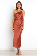 One shoulder strap satin dress XD21