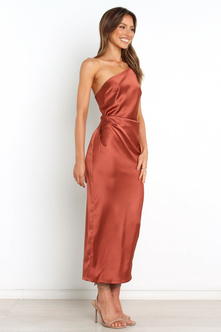 One shoulder strap satin dress XD21