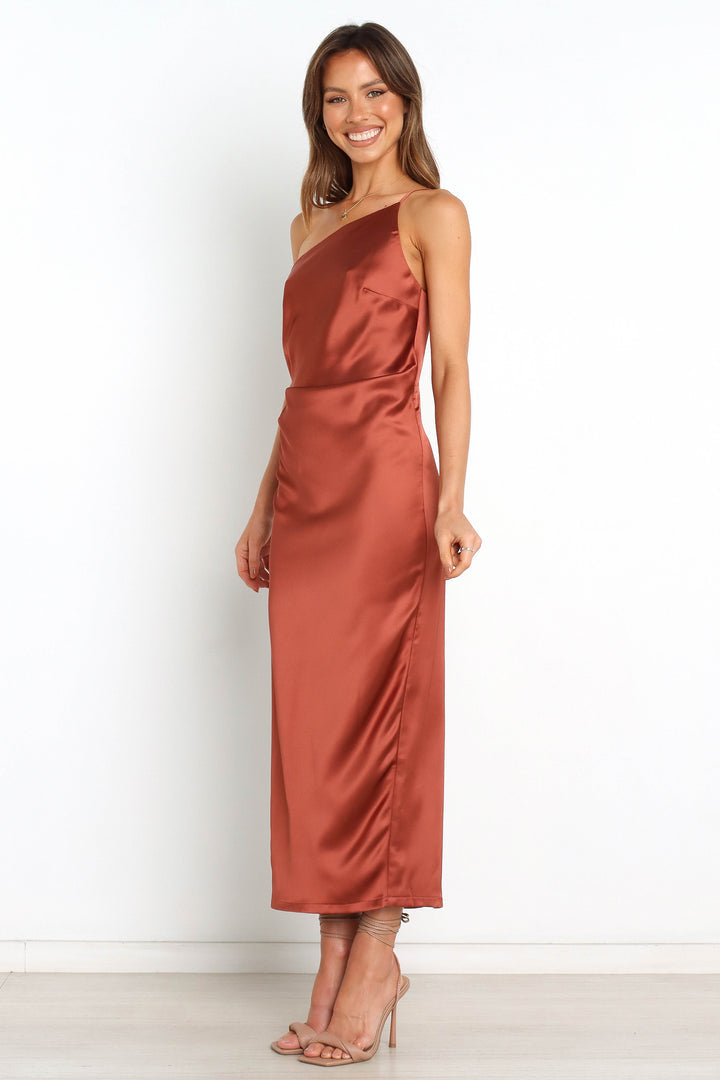 One shoulder strap satin dress XD21