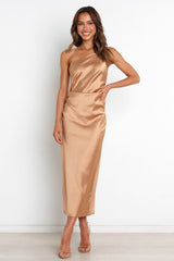 One shoulder strap satin dress XD21