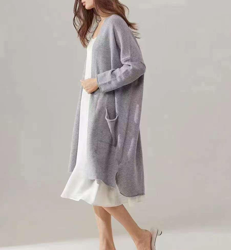 Open Front Drop Shoulder Overlay Coat with hoodie - XD21