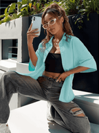 Oversize button up loose shirt XD21