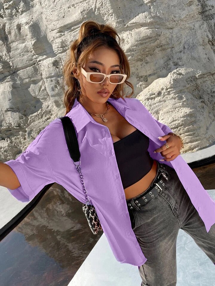 Oversize button up loose shirt XD21