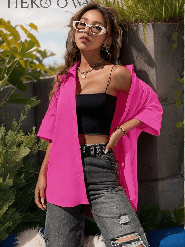 Oversize button up loose shirt XD21