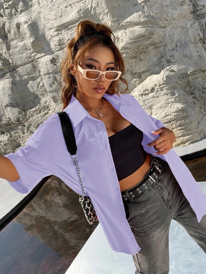 Oversize button up loose shirt XD21