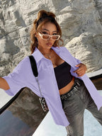 Oversize button up loose shirt XD21