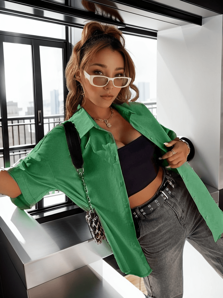 Oversize button up loose shirt XD21