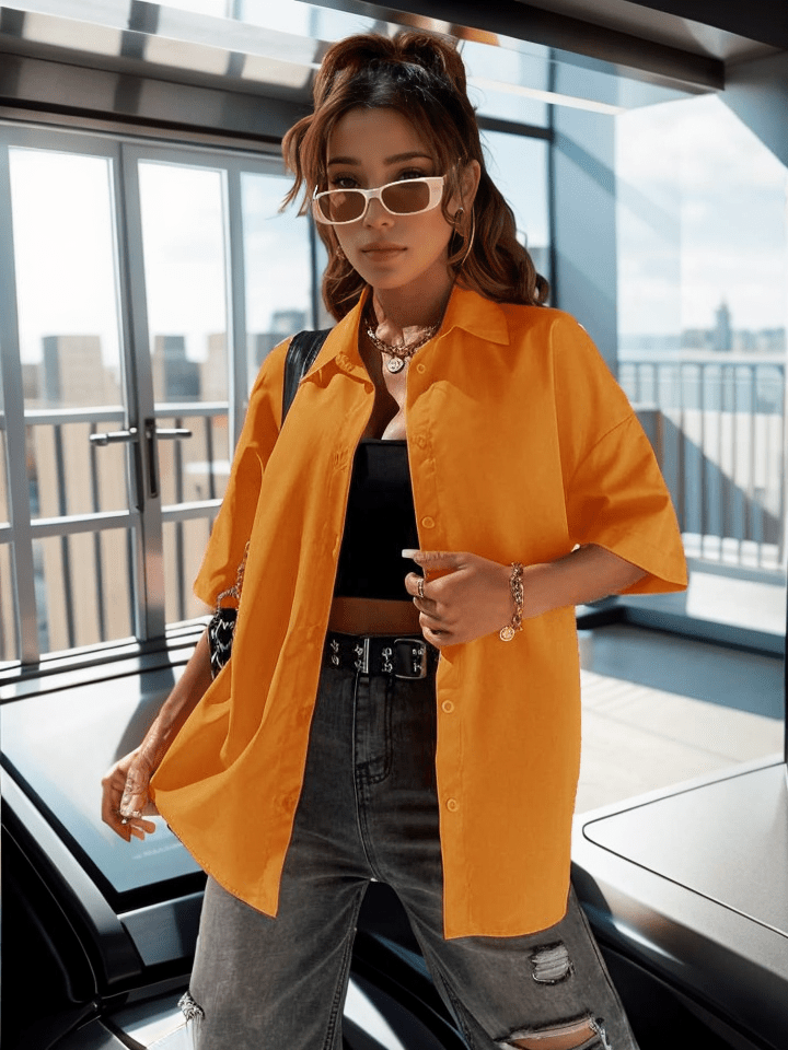 Oversize button up loose shirt XD21