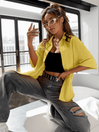 Oversize button up loose shirt XD21