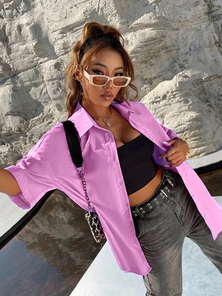 Oversize button up loose shirt XD21