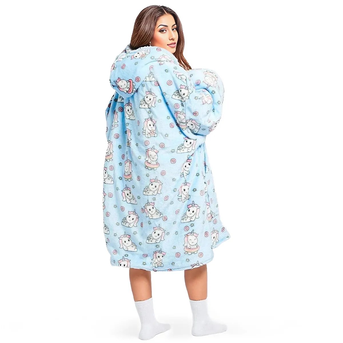 Oversized Hoodie Flannel Sleepwear XD21
