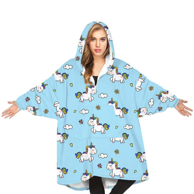 Oversized Hoodie Flannel Sleepwear XD21