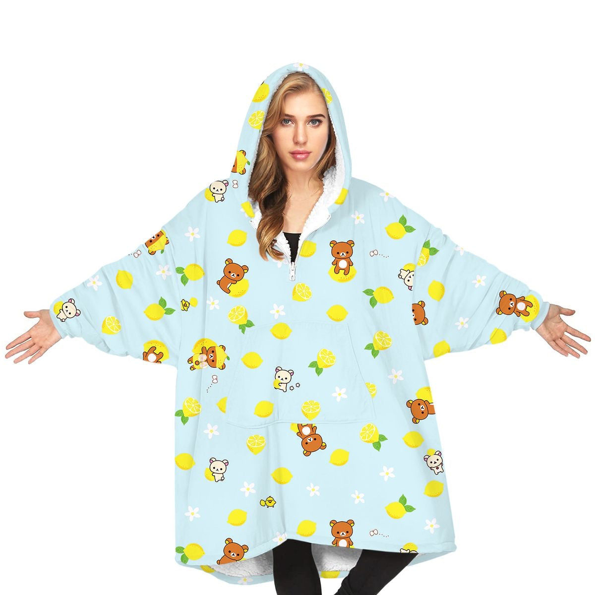 Oversized Hoodie Flannel Sleepwear XD21