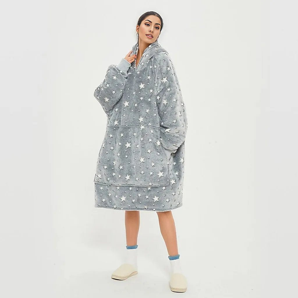 Oversized Hoodie Flannel Sleepwear XD21