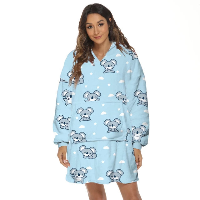 Oversized Hoodie Flannel Sleepwear XD21