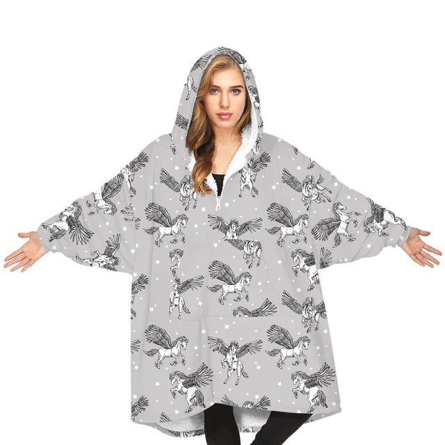 Oversized Hoodie Flannel Sleepwear XD21