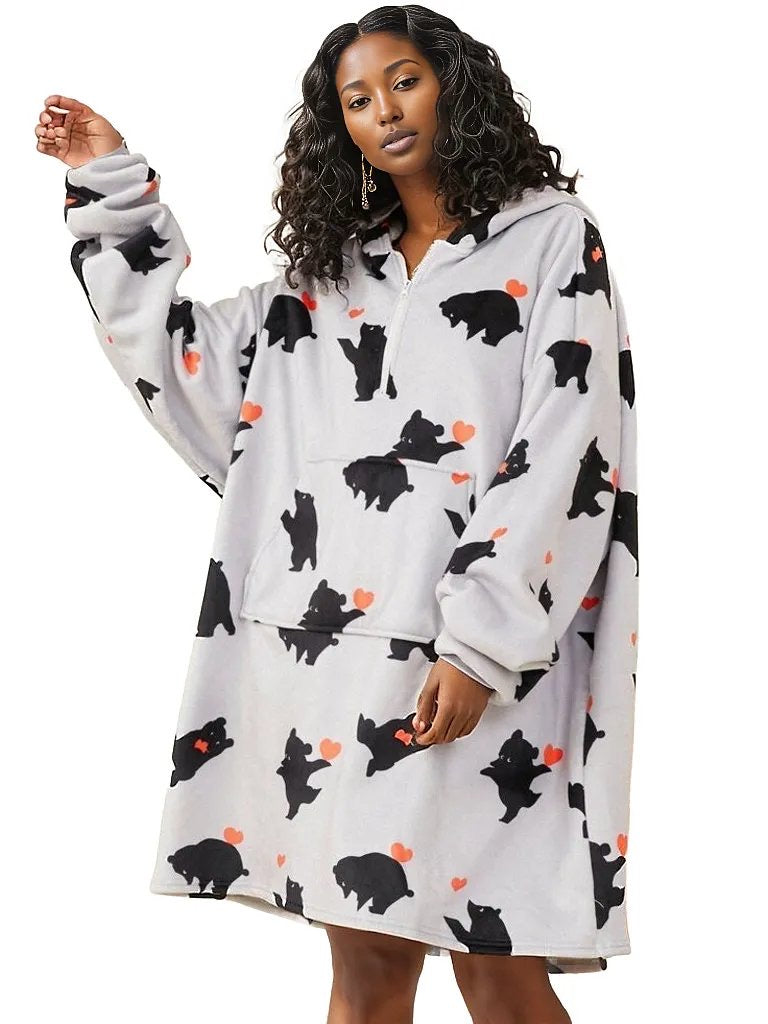 Oversized Hoodie Flannel Sleepwear XD21