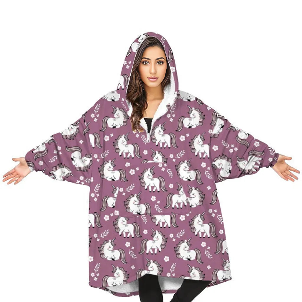 Oversized Hoodie Flannel Sleepwear XD21