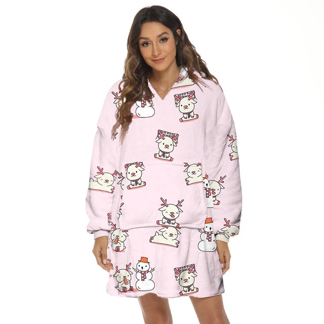 Oversized Hoodie Flannel Sleepwear XD21