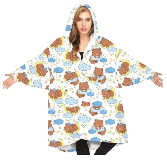 Oversized Hoodie Flannel Sleepwear XD21