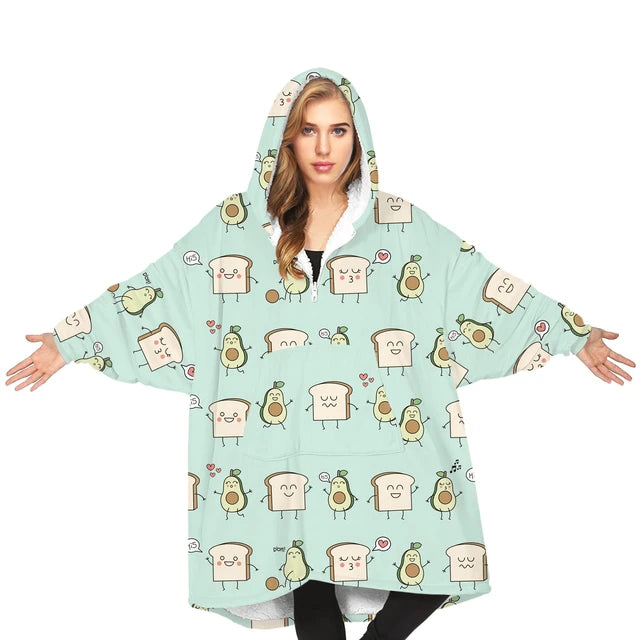 Oversized Hoodie Flannel Sleepwear XD21