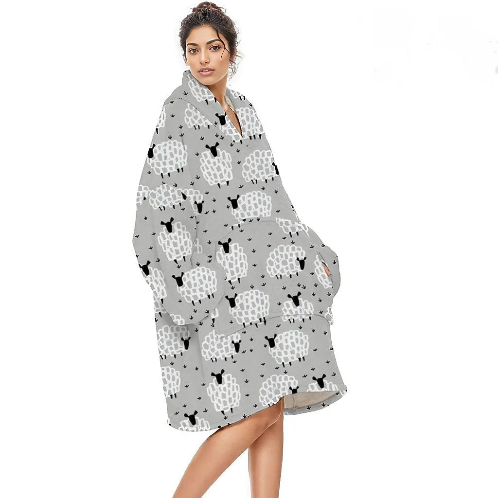 Oversized Hoodie Flannel Sleepwear
