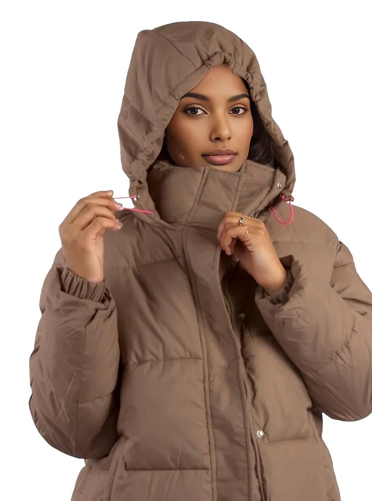 Padded Short Puffer Jacket With Drawstring and Hood XD21