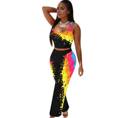 Paint Splash Tank Top And Jogger Long Pants Two Piece Set XD21