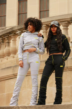 Patchwork Fold Hooded Tracksuit Set XD21