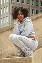 Patchwork Fold Hooded Tracksuit Set XD21