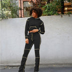 Patchwork Fold Hooded Tracksuit Set XD21