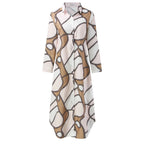 Pattern Long Button Shirt Maxi Dress XD21