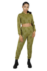 Pattern Long Sleeve Crop Jersey and Pants Set XD21