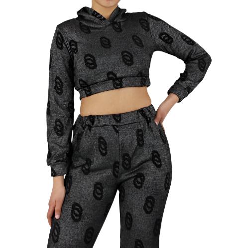 Pattern Long Sleeve Crop Jersey and Pants Set XD21