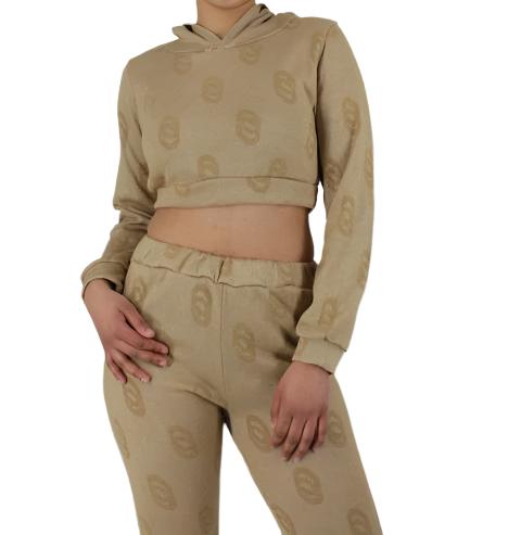 Pattern Long Sleeve Crop Jersey and Pants Set XD21