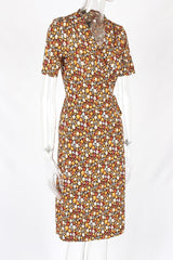 Pattern floral midi wrap dress - XD21