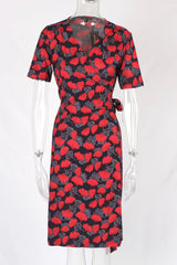 Pattern floral midi wrap dress - XD21