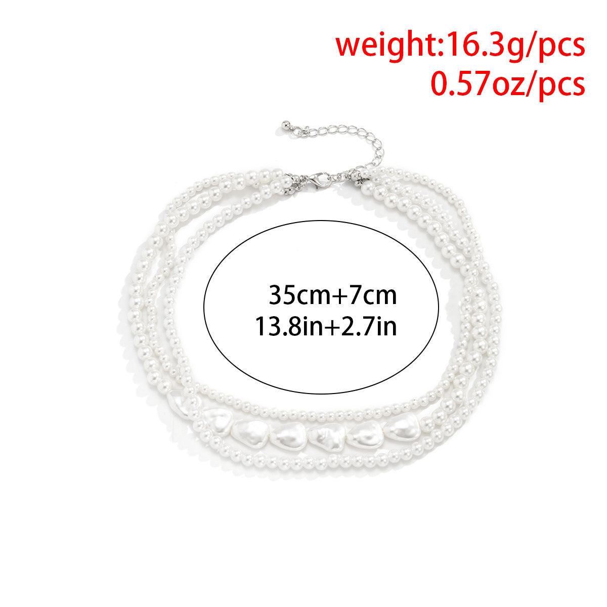 pearl twin necklace round beads - XD21